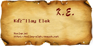 Kállay Elek névjegykártya